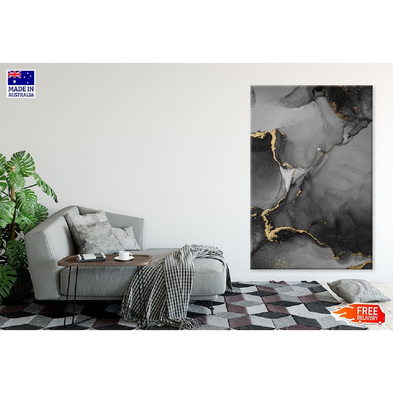 Black & Gold Marble Ink Abstract Design Print 100% Australian Made