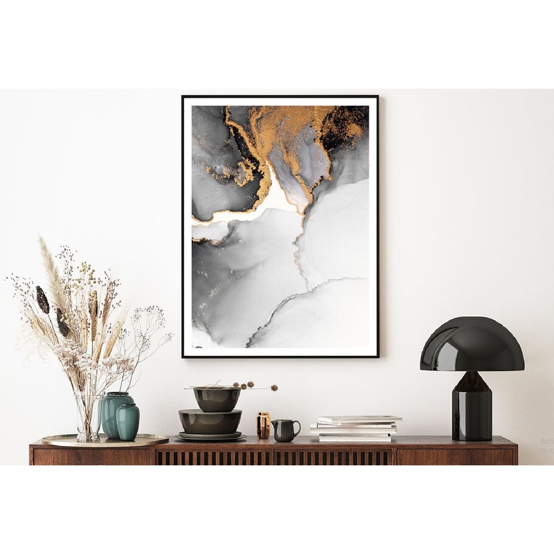 Black Gold Marble Liquid Abstract Design Home Decor Premium Quality Poster Print Choose Your Sizes