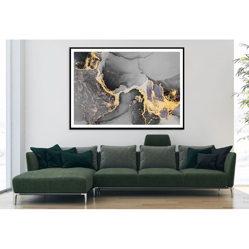 Black & Gold Splashes Abstract Design Home Decor Premium Quality Poster Print Choose Your Sizes