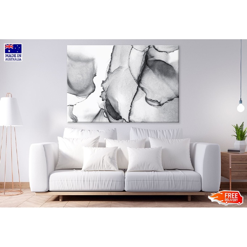 Black Metallic Ink Fluid Abstract Design Print 100% Australian Made