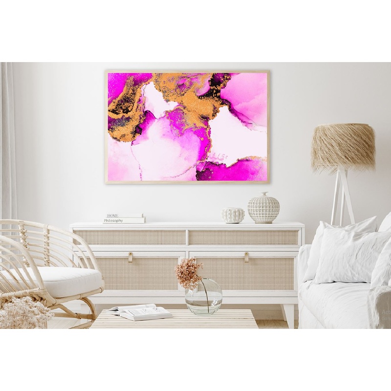Black Pink & Gold Splash Abstract Design Home Decor Premium Quality Poster Print Choose Your Sizes