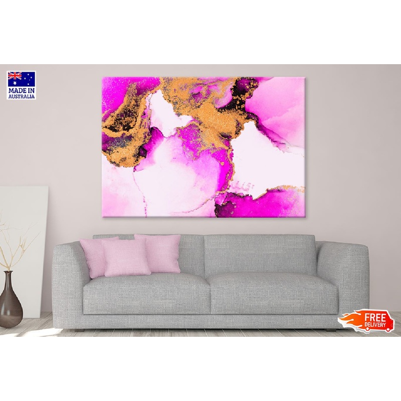 Black Pink & Gold Splash Abstract Design Print 100% Australian Made