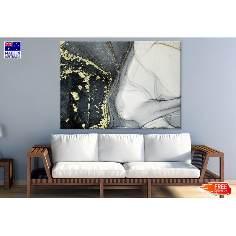 Black White & Gold Abstract Art Print 100% Australian Made