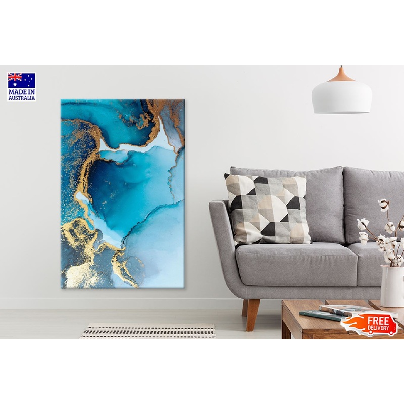 Blue & Gold Splash Abstract Design Print 100% Australian Made