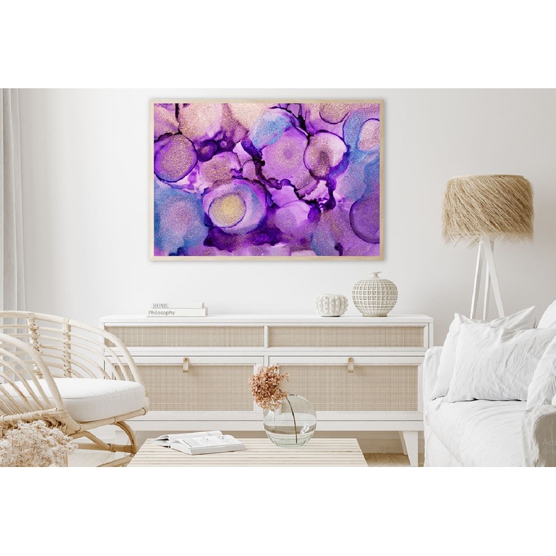 Blue & Purple Gold Ink Abstract Design Home Decor Premium Quality Poster Print Choose Your Sizes