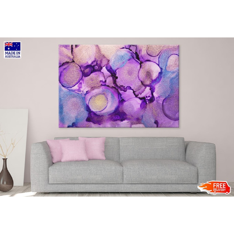 Blue & Purple Gold Ink Abstract Design Print 100% Australian Made