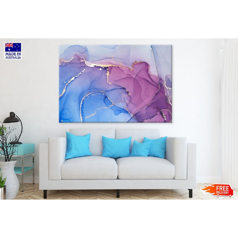 Blue Purple & Gold Lines Abstract Design Print 100% Australian Made