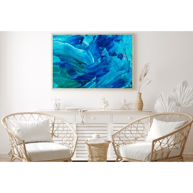 Blue Waves Abstract Painting Art Home Decor Premium Quality Poster Print Choose Your Sizes
