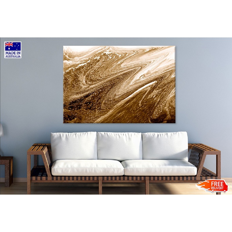 Brown Gold Fluid Abstract Design Print 100% Australian Made