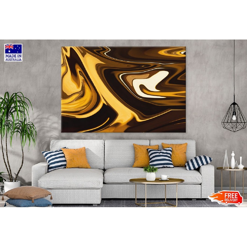 Brown Gold & Yellow Abstract Design Print 100% Australian Made