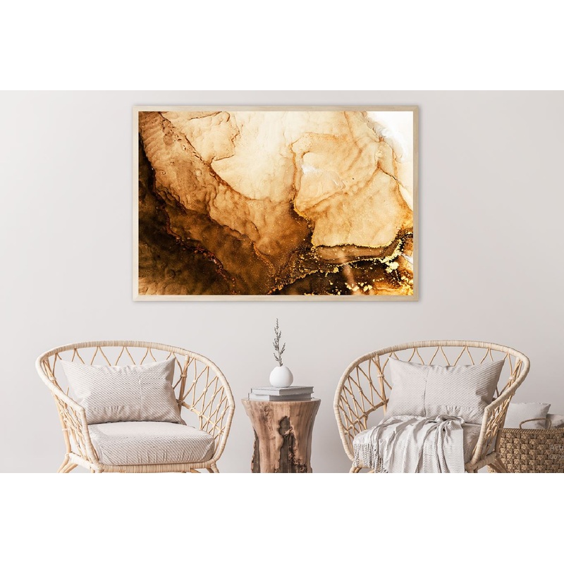 Brown & Golden Splash Abstract Design Home Decor Premium Quality Poster Print Choose Your Sizes