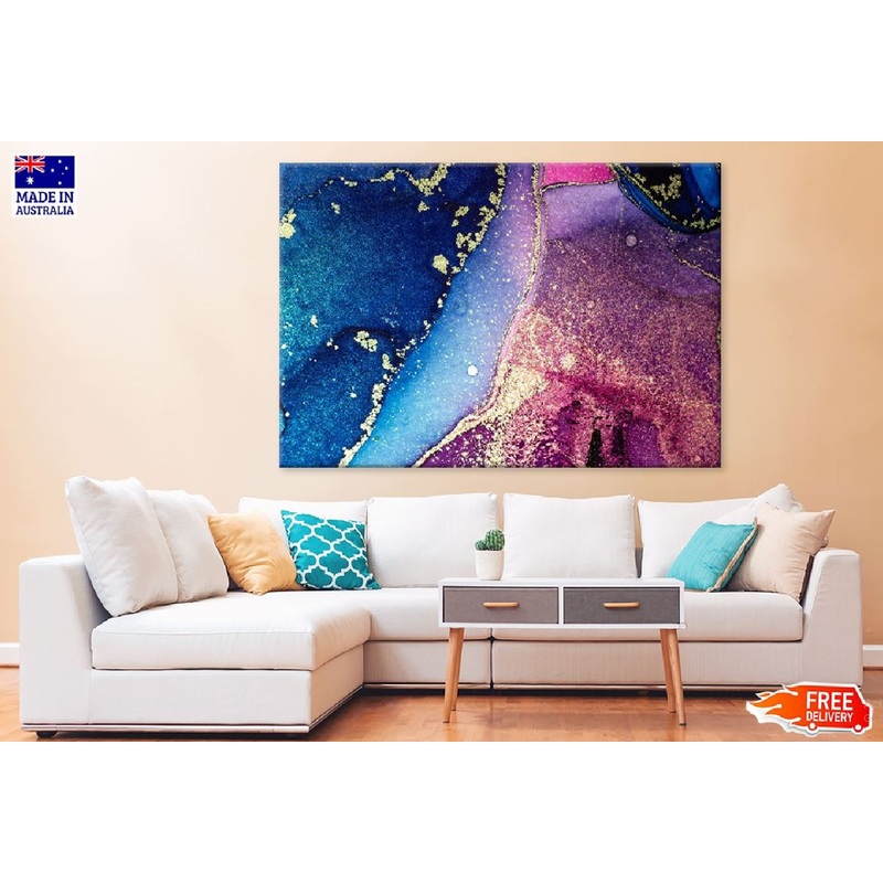 Dark Blue & Pink Gold Abstract Design Print 100% Australian Made