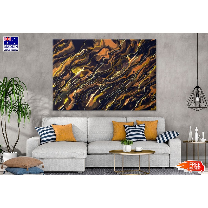 Dark Brown Black Abstract Acrylic Design Print 100% Australian Made