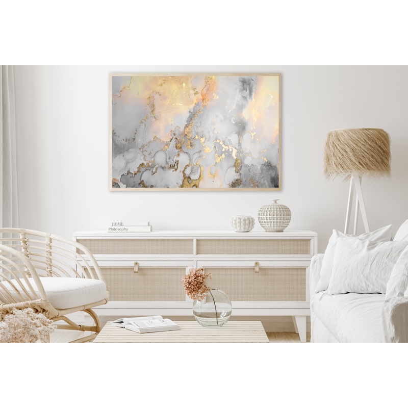 Gray Yellow & Gold Abstract Design Home Decor Premium Quality Poster Print Choose Your Sizes