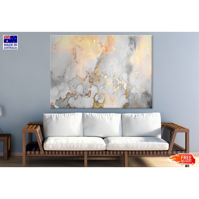 Gray Yellow & Gold Abstract Design Print 100% Australian Made