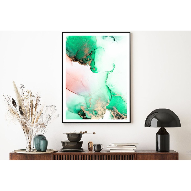 Green & Gold Liquid Abstract Design Home Decor Premium Quality Poster Print Choose Your Sizes