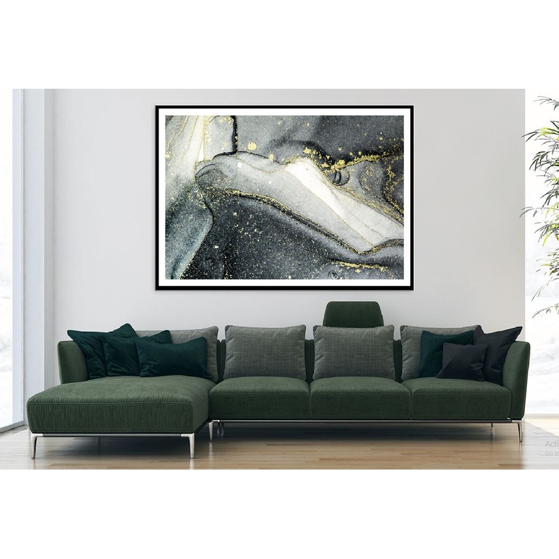 Grey Black & Gold Lines Abstract Design Home Decor Premium Quality Poster Print Choose Your Sizes