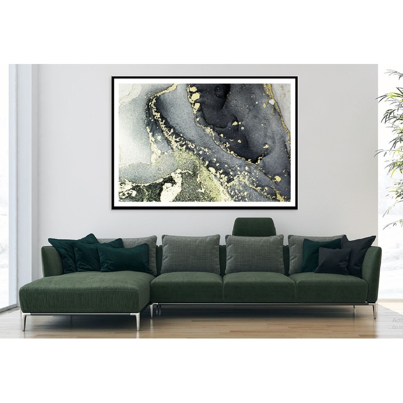 Grey Black & Gold Splash Abstract Design Home Decor Premium Quality Poster Print Choose Your Sizes