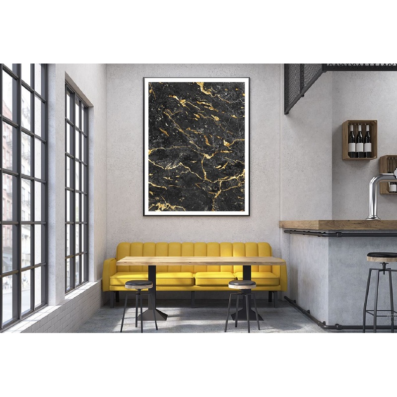 Grey & Gold Lines Marble Abstract Design Home Decor Premium Quality Poster Print Choose Your Sizes