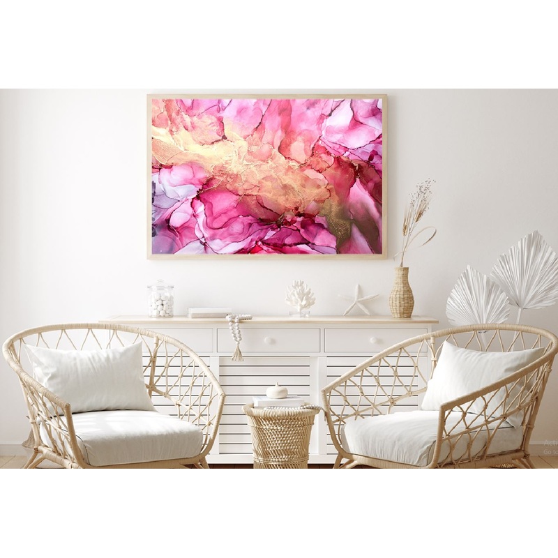Pink & Gold Abstract Design Painting Home Decor Premium Quality Poster Print Choose Your Sizes