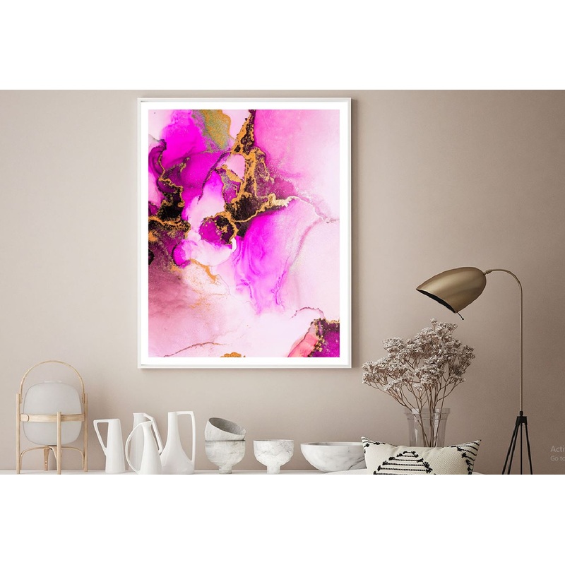 Pink & Gold Fluid Abstract Design Home Decor Premium Quality Poster Print Choose Your Sizes