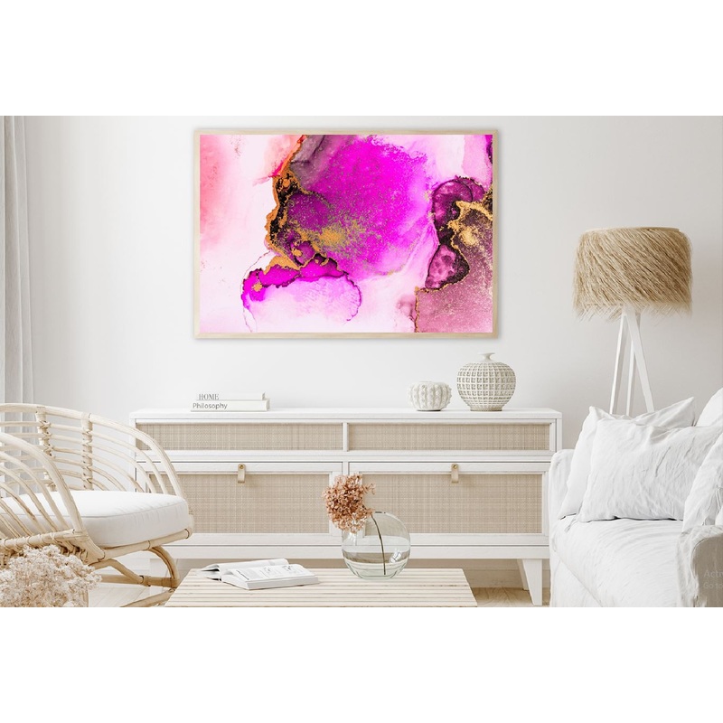 Pink & Gold Liquid Abstract Design Home Decor Premium Quality Poster Print Choose Your Sizes