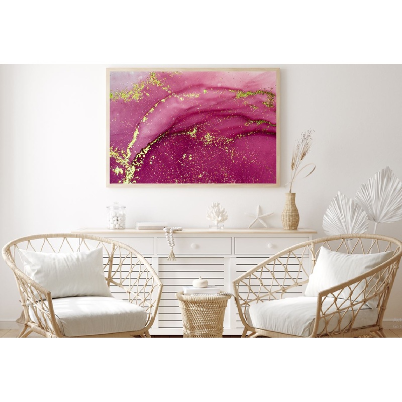 Pink & Gold Splash Fluid Abstract Design Home Decor Premium Quality Poster Print Choose Your Sizes