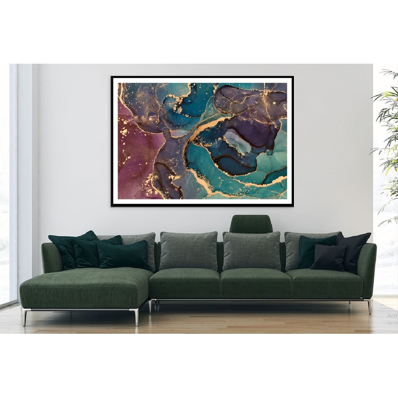 Pink Green & Gold Fluid Abstract Design Home Decor Premium Quality Poster Print Choose Your Sizes