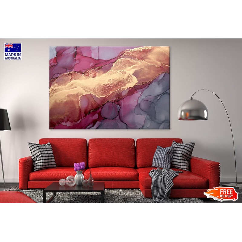 Pink Grey Gold Abstract Painting Art Print 100% Australian Made