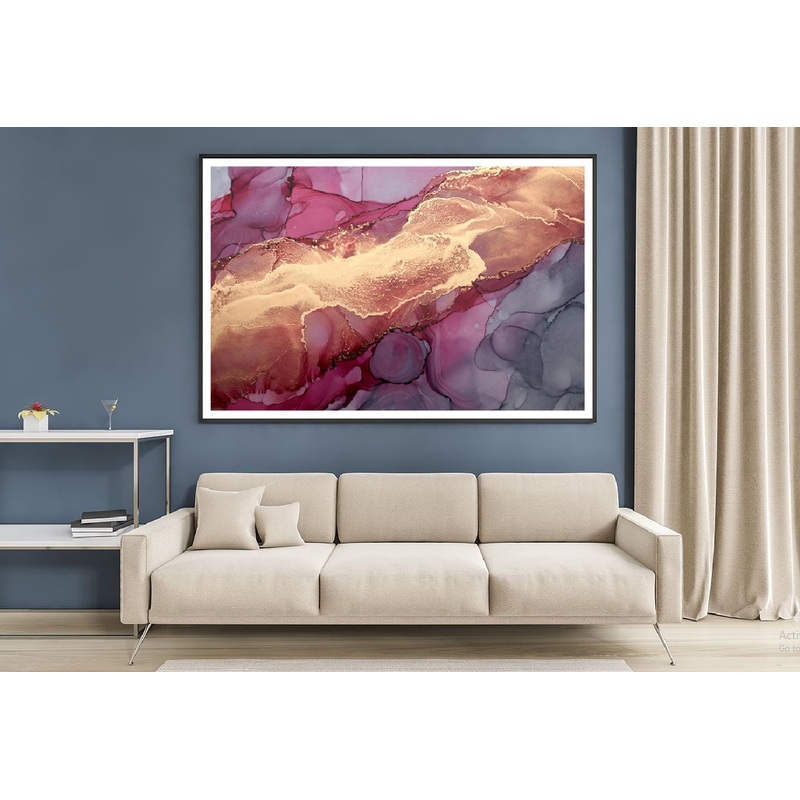 Pink Grey Gold Abstract Painting Home Decor Premium Quality Poster Print Choose Your Sizes