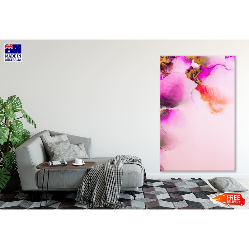 Pink Orange & Gold Abstract Design Print 100% Australian Made