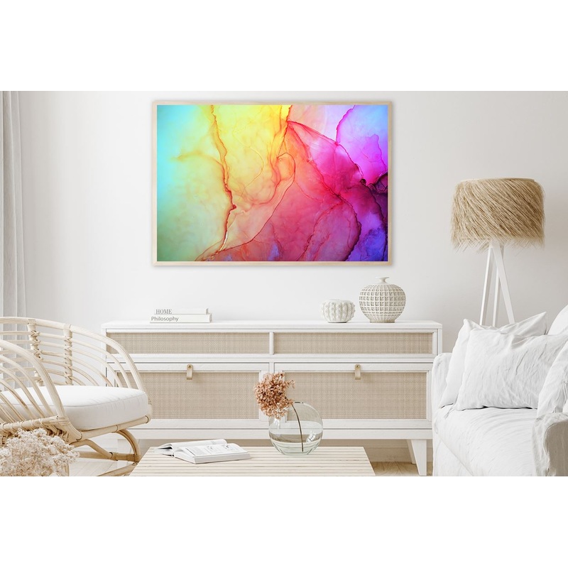 Pink Yellow & Blue Abstract Design Home Decor Premium Quality Poster Print Choose Your Sizes