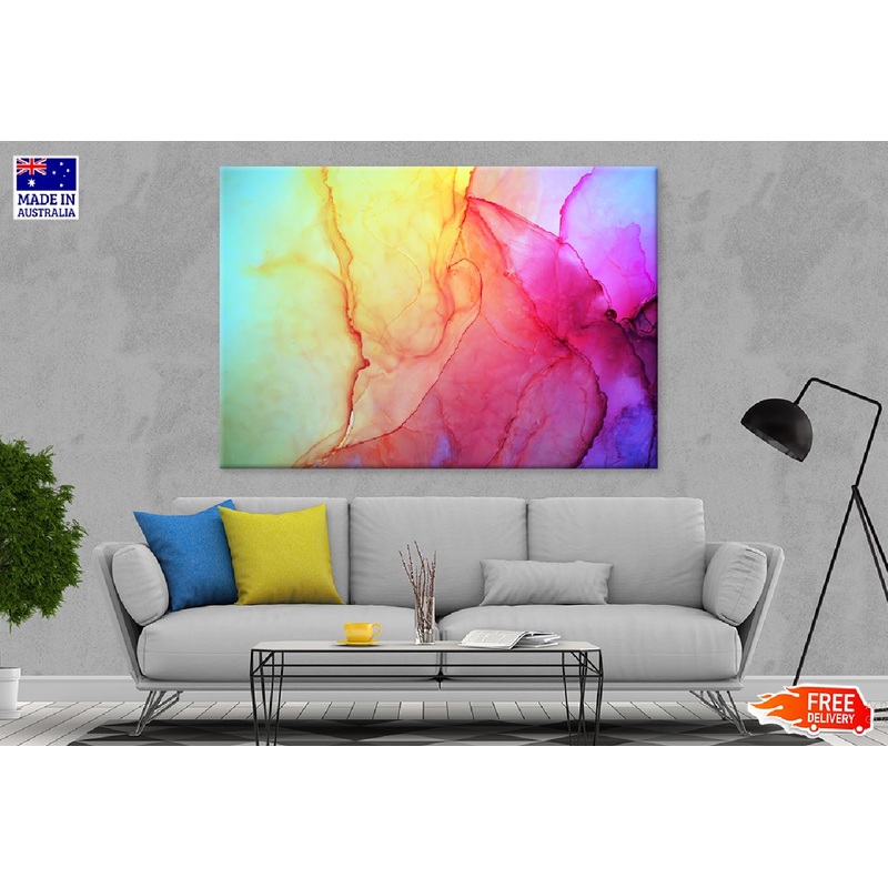 Pink Yellow & Blue Abstract Design Print 100% Australian Made