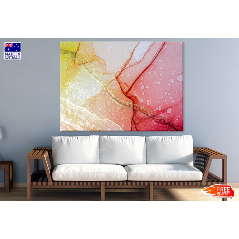 Pink Yellow & Gold Abstract Art Print 100% Australian Made