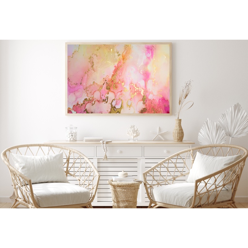 Pink Yellow & Gold Abstract Design Home Decor Premium Quality Poster Print Choose Your Sizes