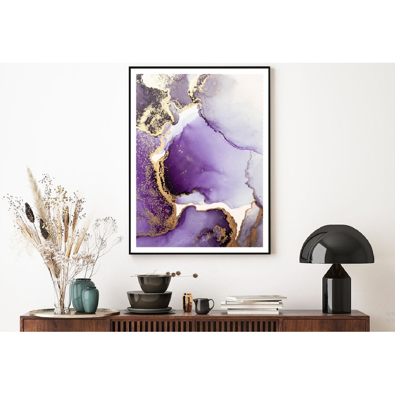 Purple & Gold Splash Abstract Design Home Decor Premium Quality Poster Print Choose Your Sizes