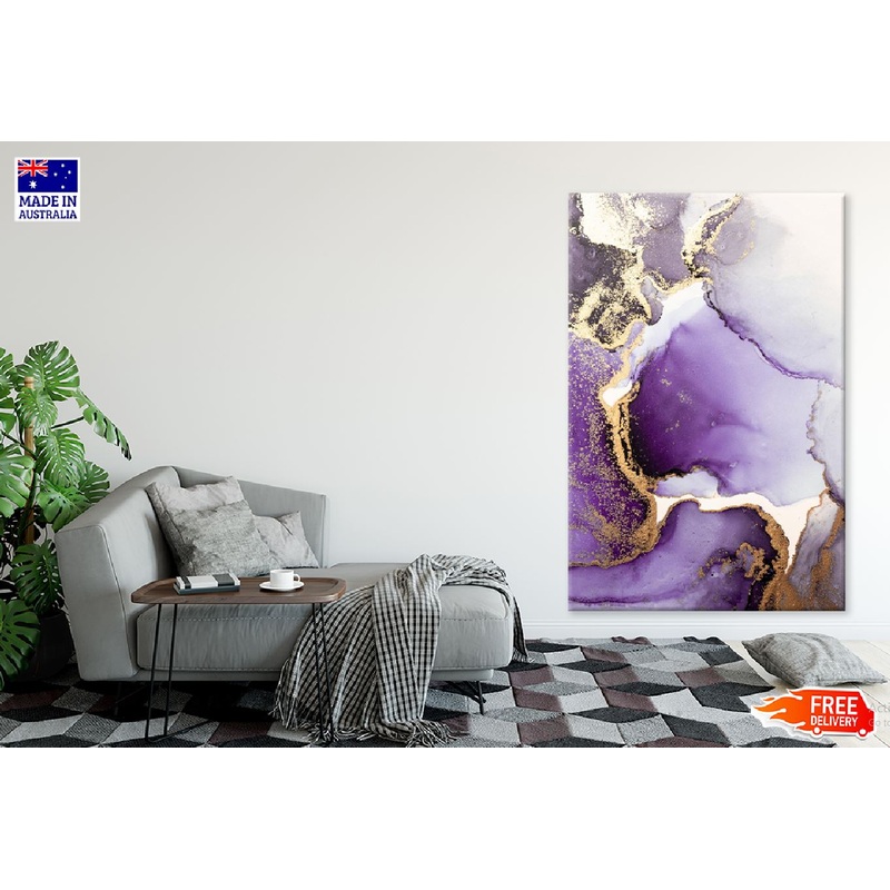 Purple & Gold Splash Abstract Design Print 100% Australian Made