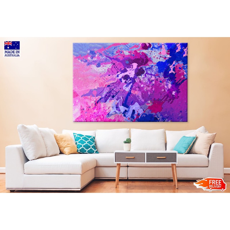 Purple Pink & Blue Paint Abstract Design Print 100% Australian Made
