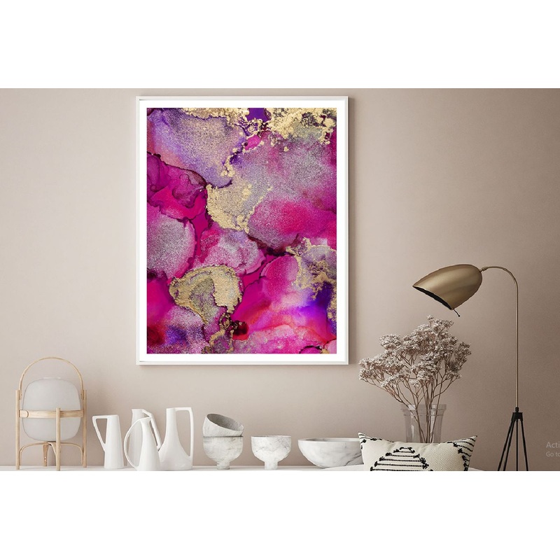 Purple Pink Gold Splash Abstract Design Home Decor Premium Quality Poster Print Choose Your Sizes