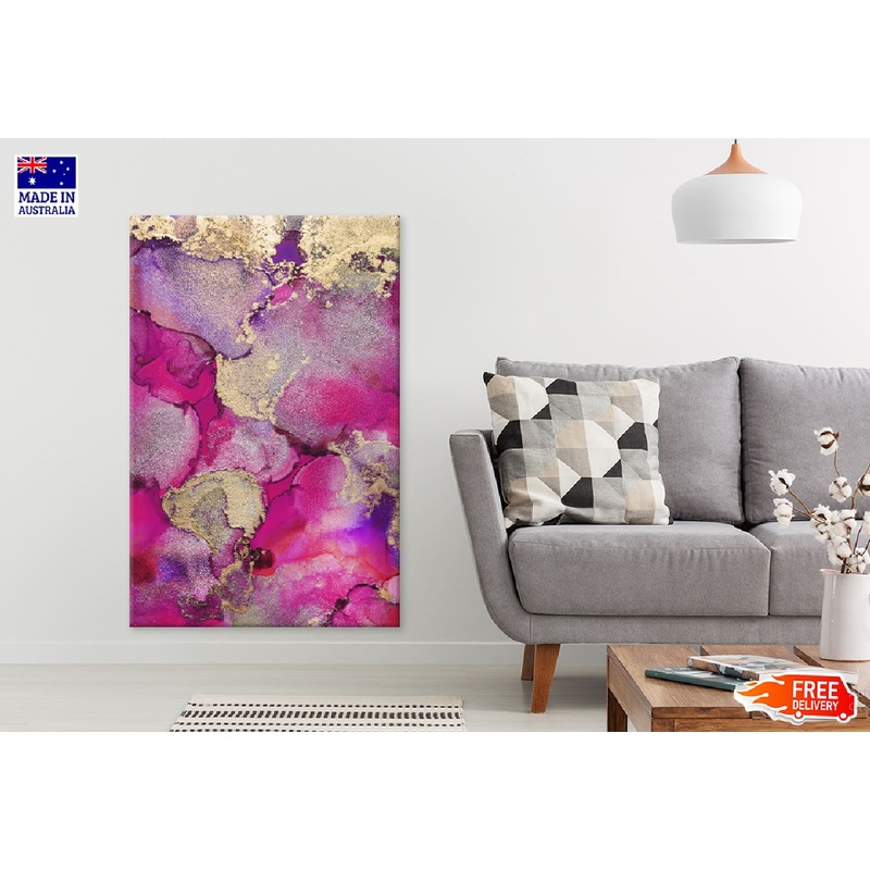 Purple Pink Gold Splash Abstract Design Print 100% Australian Made