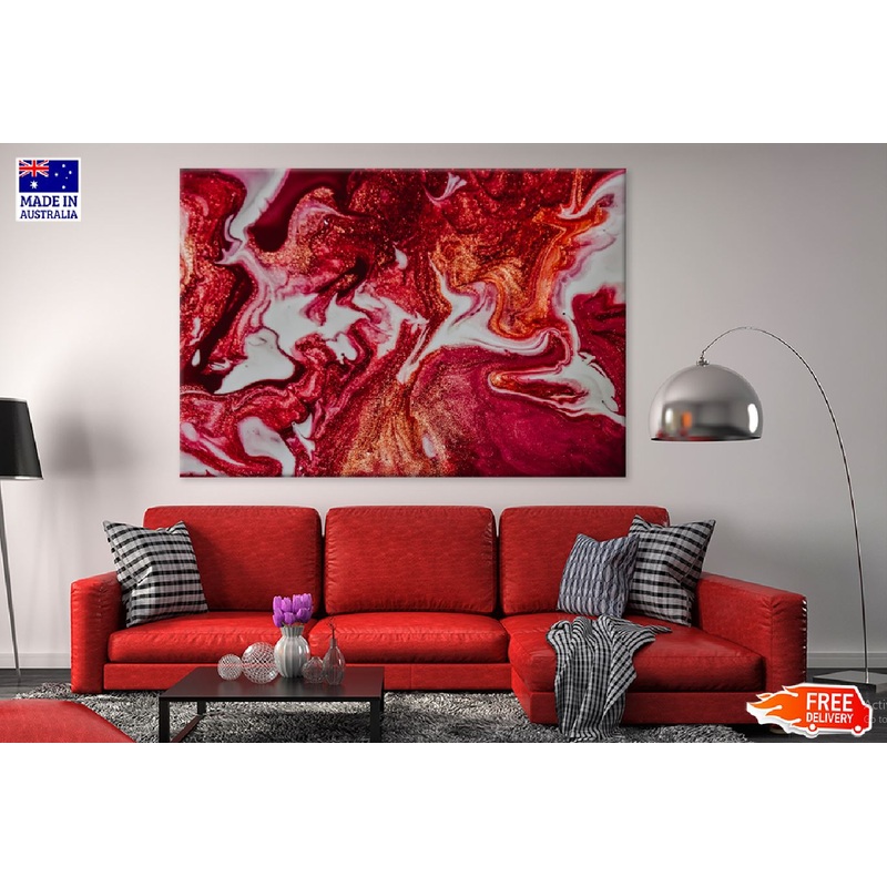 Red Acrylic Abstract Design Painting Print 100% Australian Made