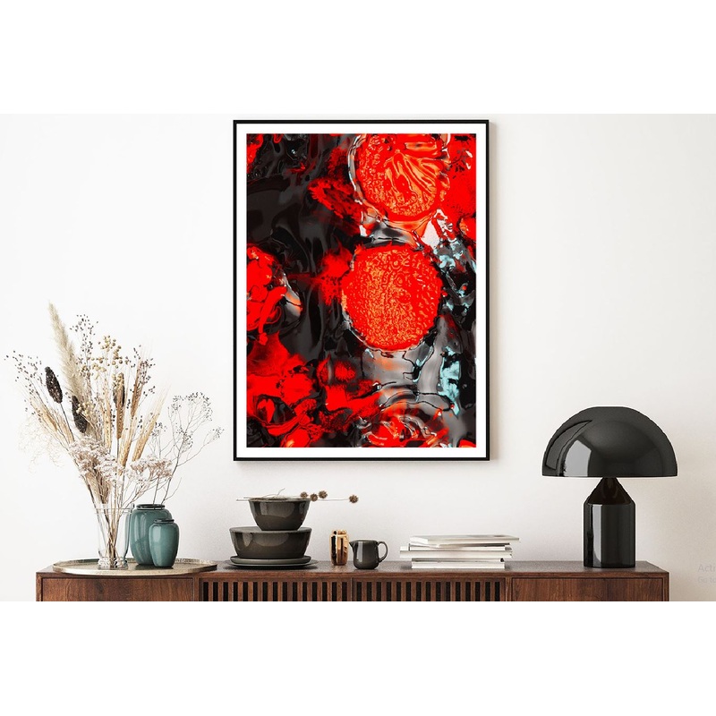 Red Black Blot Paint Abstract Design Home Decor Premium Quality Poster Print Choose Your Sizes