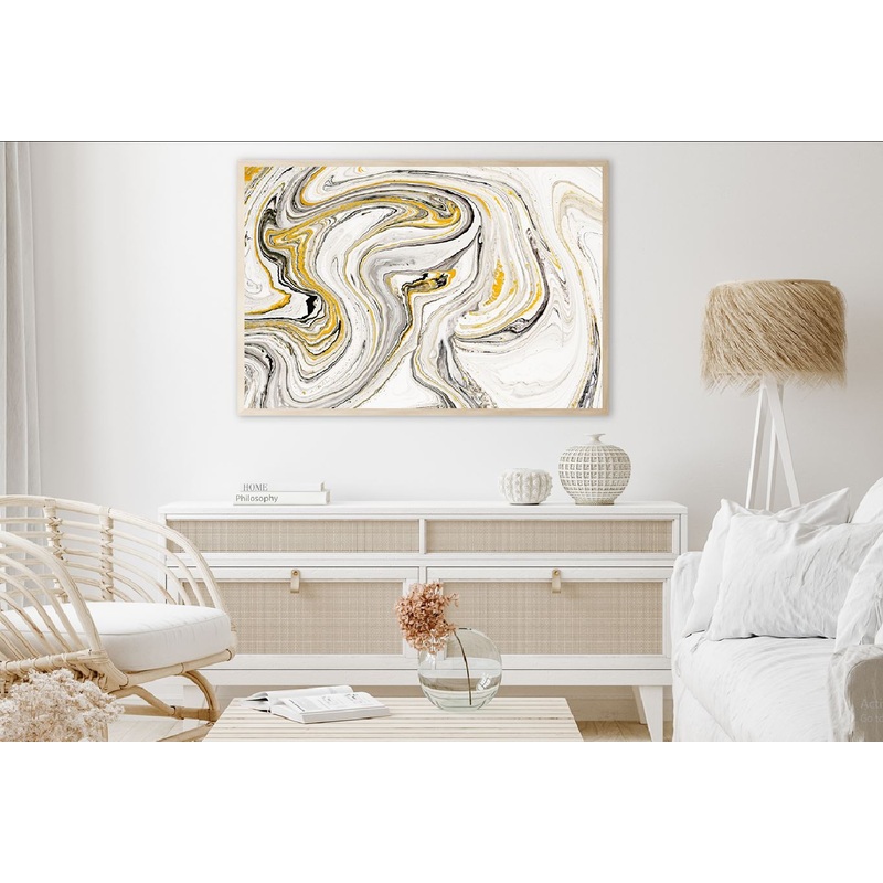 White & Black Gold Lines Abstract Design Home Decor Premium Quality Poster Print Choose Your Sizes