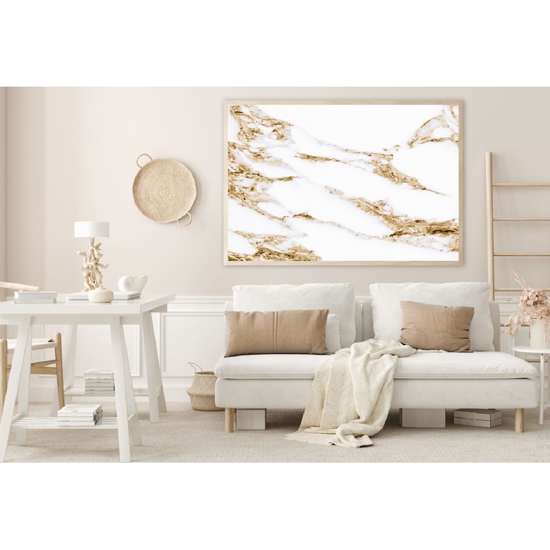 White Marble & Gold Abstract Design Home Decor Premium Quality Poster Print Choose Your Sizes