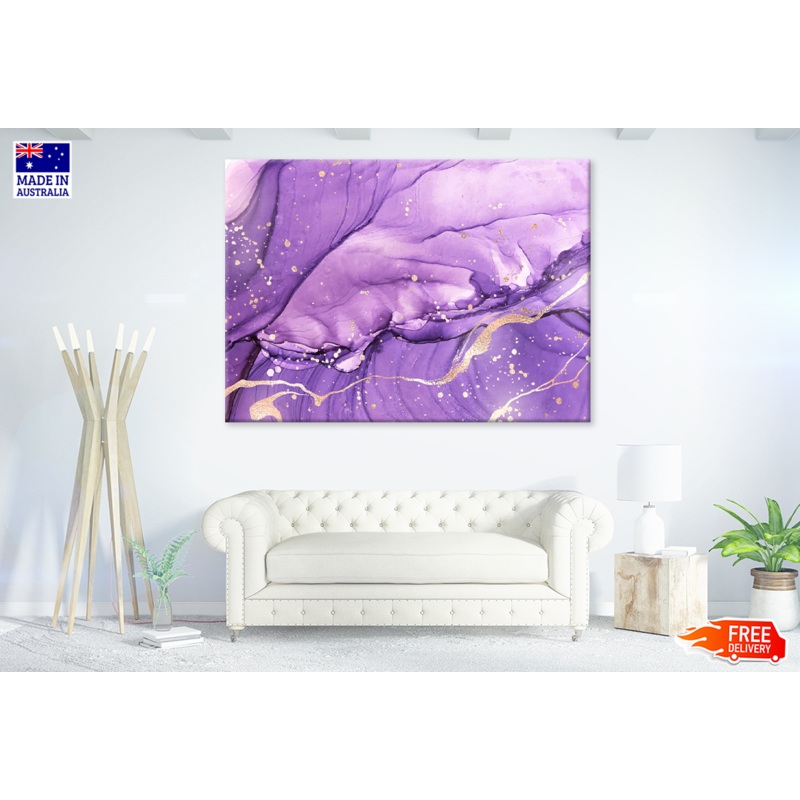 White & Purple Abstract Design Print 100% Australian Made