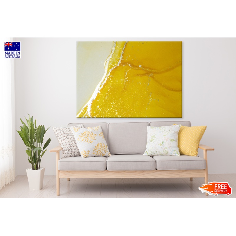 White & Yellow Abstract Design Print 100% Australian Made