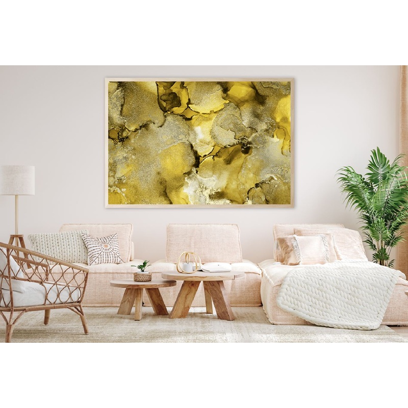 Yellow Gold Alcohol Ink Abstract Design Home Decor Premium Quality Poster Print Choose Your Sizes