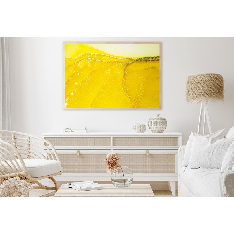 Yellow & Gold Fluid Abstract Design Home Decor Premium Quality Poster Print Choose Your Sizes
