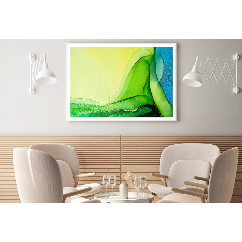 Yellow Green & Blue Abstract Art Home Decor Premium Quality Poster Print Choose Your Sizes