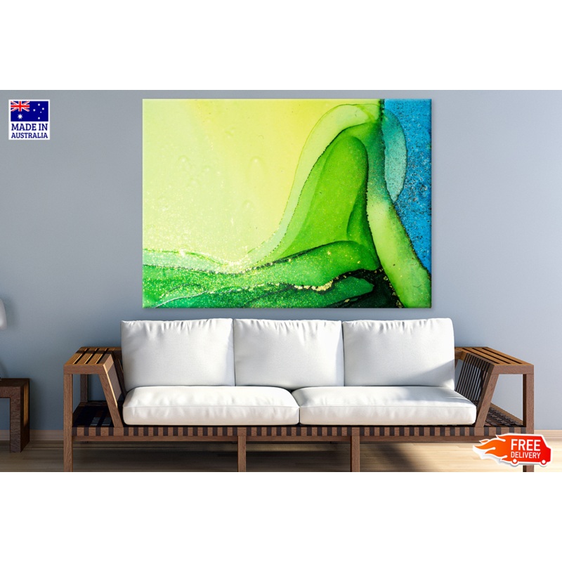 Yellow Green & Blue Abstract Art Print 100% Australian Made